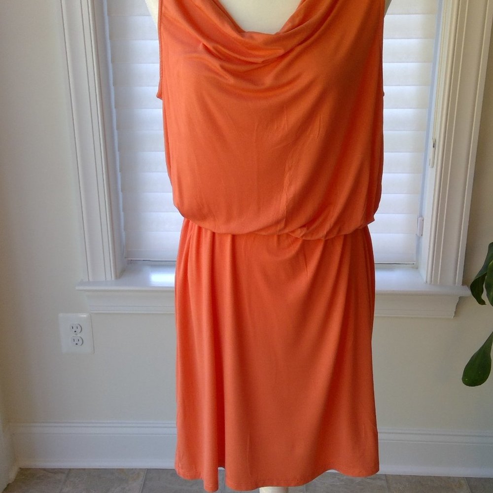 Loft Orange Sleeveless Cowl Neck Dress